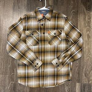 Men's Plaid Button-Up Shirt in Mustard and Black